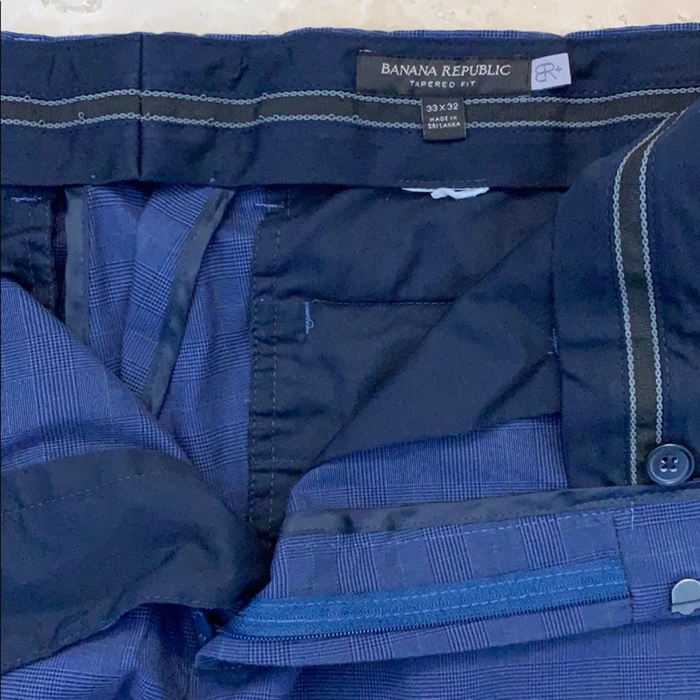 Banana Republic Mason Tapered Fit - Blue Plaid